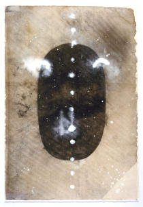 Anonymous: tantric painting, Shiva Linga, Sanganer and New Delhi, 1994-6, unspecified paint on found paper, 14 x 9.75". 