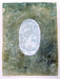 Anonymous: tantric painting, Shiva Linga, Bikaner, 1992-1, unspecified paint on found paper, 13 x 10". 