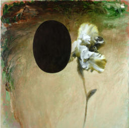 Oil, acrylic and inkjet print on fabric on panel, 39” x 39” x ¼”, 2023-2025.